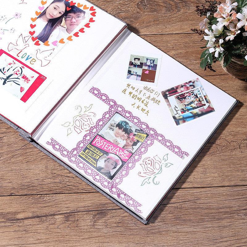16-inch 20 Pages Self Adhesive Photo Album DIY Scrapbook Rustic Linen Cloth Cover Personalize Album for Wedding Memory Album Home Decor House Decoration DIY Memorable Gifts For Loved Ones