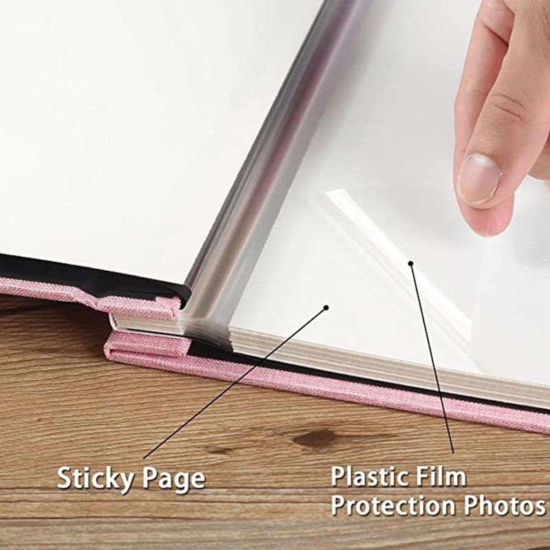 16-inch 20 Pages Self Adhesive Photo Album DIY Scrapbook Rustic Linen Cloth Cover Personalize Album for Wedding Memory Album Home Decor House Decoration DIY Memorable Gifts For Loved Ones