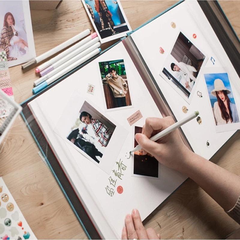 16-inch 20 Pages Self Adhesive Photo Album DIY Scrapbook Rustic Linen Cloth Cover Personalize Album for Wedding Memory Album Home Decor House Decoration DIY Memorable Gifts For Loved Ones