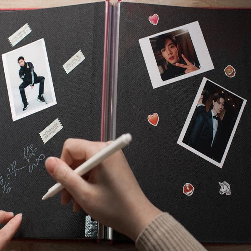 16-inch 20 Pages Self Adhesive Photo Album DIY Scrapbook Rustic Linen Cloth Cover Personalize Album for Wedding Memory Album Home Decor House Decoration DIY Memorable Gifts For Loved Ones