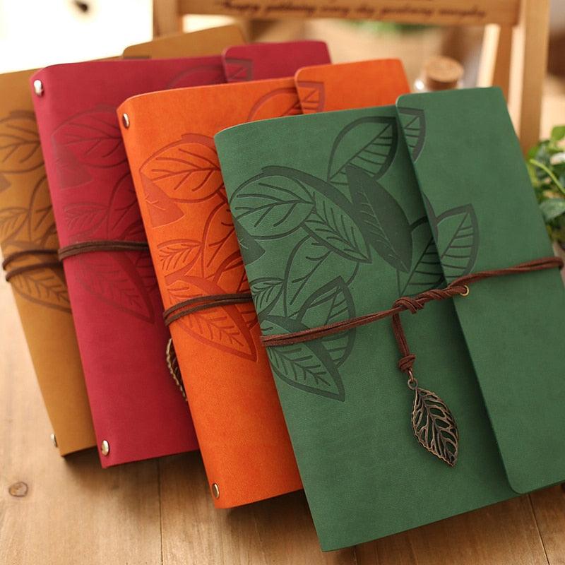 8 Inch PU Leather Vintage Antique Kraft Paper Photo Albums 30 Sheets for Baby Birthday Gifts Leaves Home Decor Young Commemorate Paper Baby Family Scrapbook Albums