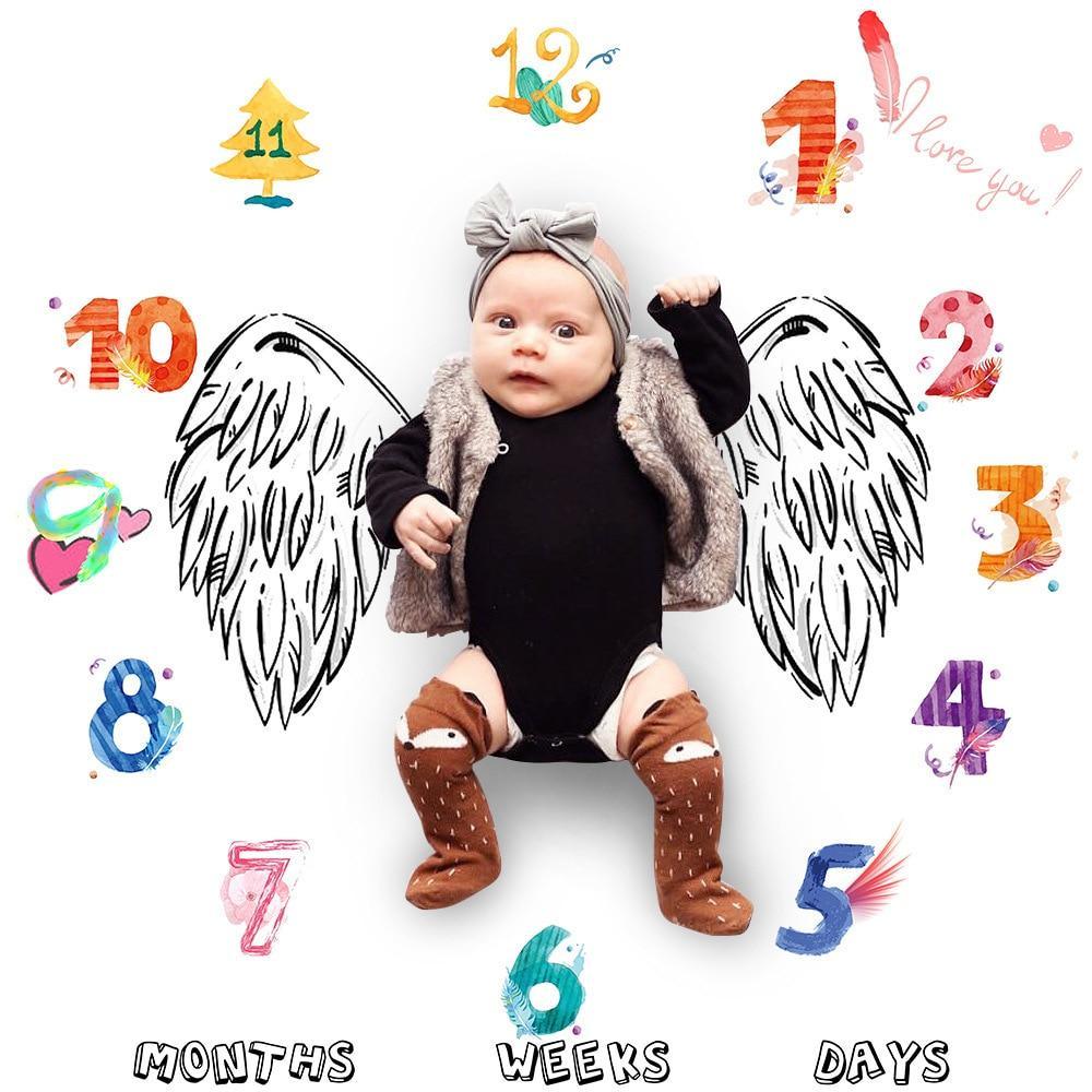 Newborn baby Monthly Growth Blanket Photography Props Background Cloth For Baby