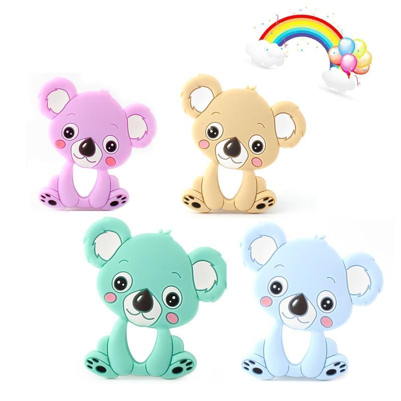 2pcs Cartoon Baby Teether Animal Silicone Teether Raccoon Elephant Koala Giraffe Baby Teething Toys Accessories Perfect Toy For Kids