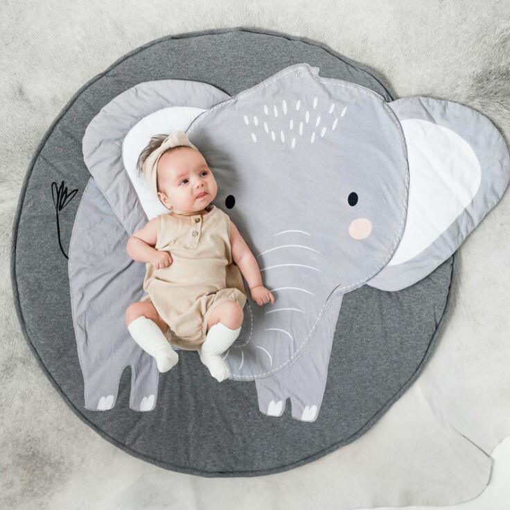 Creative Elephant Design Baby Play Mat Round Carpet Cotton Animal Play Mat Newborn Infant Crawling Carpet For Baby Kids