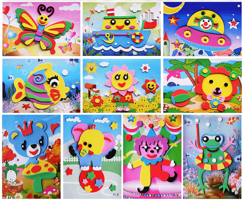 10 designs/lot Cartoon 3D EVA Foam Sticker Puzzle Series Kids Multi-patterns Styles Toys for Children Birthday Gift