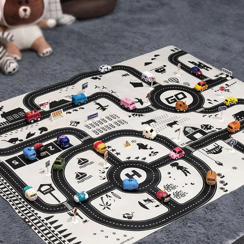 Baby Playing Mat Kids Boys Crawling Carpet Cute Cartoon Traffic Park Map Mat Toys for Children In Modern New City Design