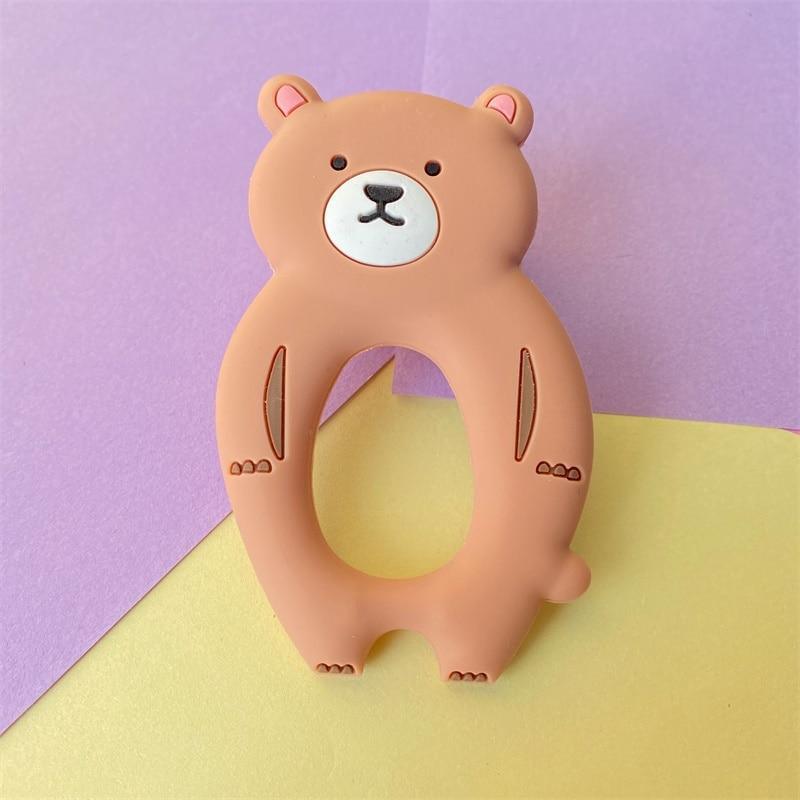 4pcs Bear Silicone Teether Baby Teething Toys Chewable Cartoon Animal Shape Baby Products Nursing Gift