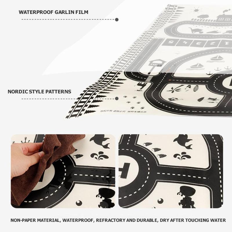 Baby Playing Mat Kids Boys Crawling Carpet Cute Cartoon Traffic Park Map Mat Toys for Children In Modern New City Design