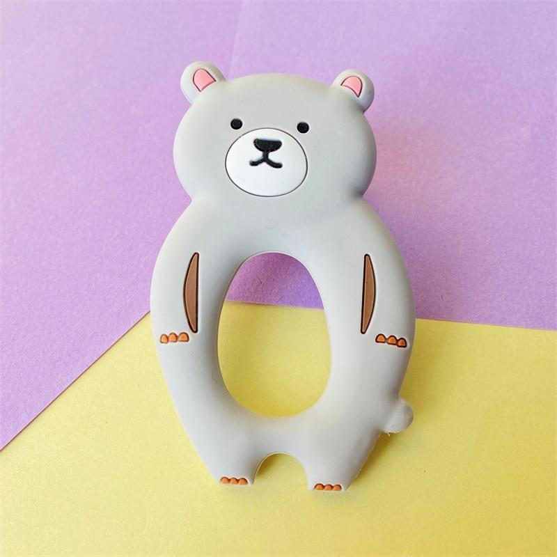 4pcs Bear Silicone Teether Baby Teething Toys Chewable Cartoon Animal Shape Baby Products Nursing Gift