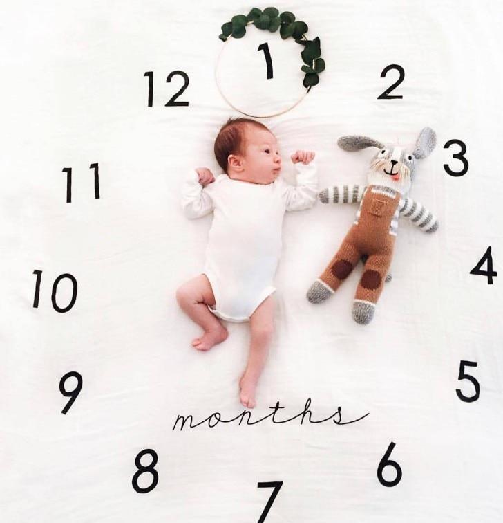Newborn baby Monthly Growth Blanket Photography Props Background Cloth For Baby