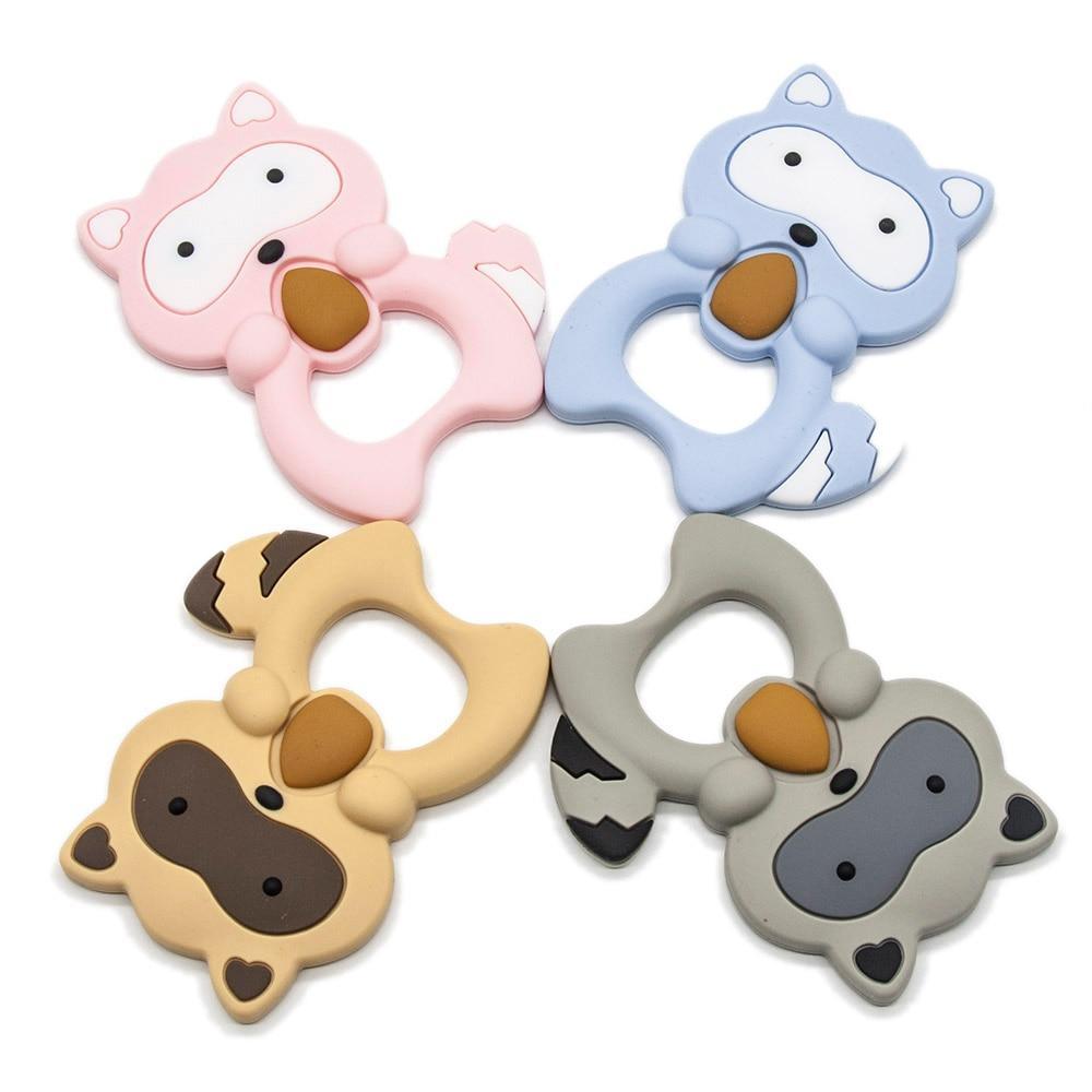 Silicone Raccoon Animal Cartoon Teether Food Grade Chewable Teething Toddle Safe For Baby And Perfect Gift For Babies