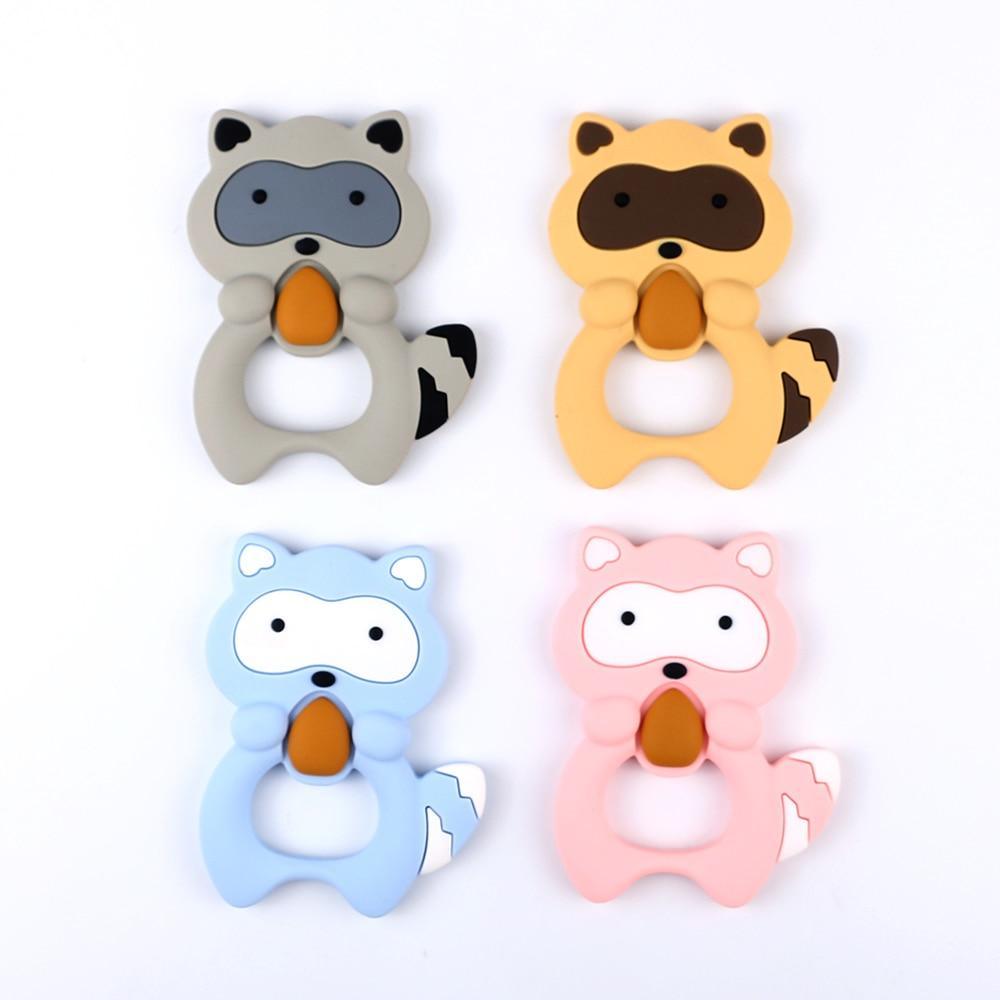 2pcs Cartoon Baby Teether Animal Silicone Teether Raccoon Elephant Koala Giraffe Baby Teething Toys Accessories Perfect Toy For Kids