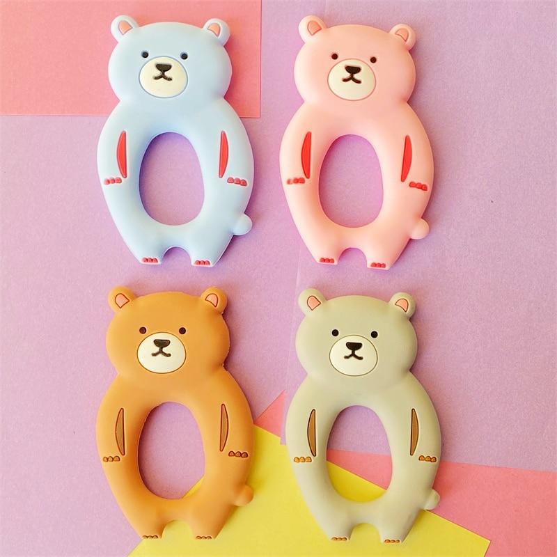 4pcs Bear Silicone Teether Baby Teething Toys Chewable Cartoon Animal Shape Baby Products Nursing Gift