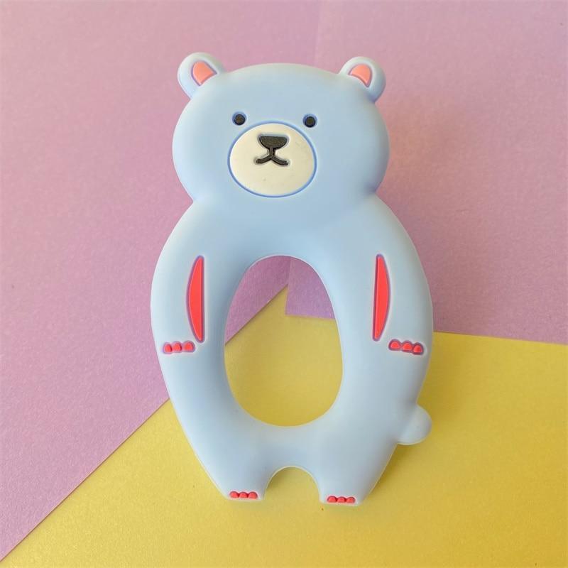 4pcs Bear Silicone Teether Baby Teething Toys Chewable Cartoon Animal Shape Baby Products Nursing Gift