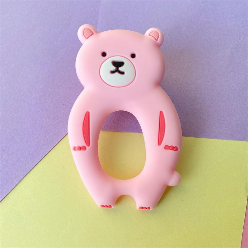 4pcs Bear Silicone Teether Baby Teething Toys Chewable Cartoon Animal Shape Baby Products Nursing Gift