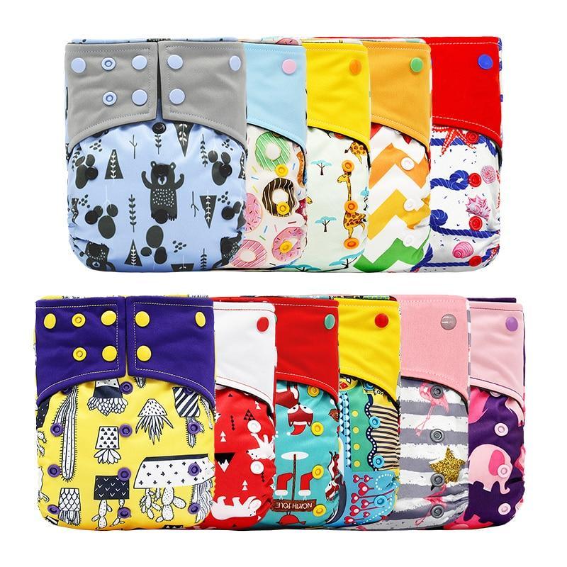 Baby Cloth Diaper Reusable Adjustable Pocket Nappy Cover Fit All Diaper Reusable Nappies Cotton In Modern Trend Printed Design For Unlimited Uses