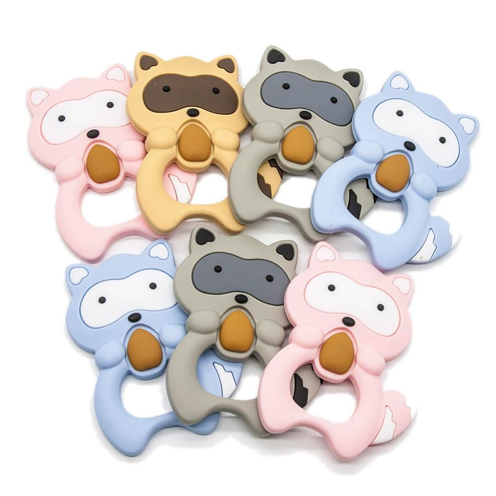 Silicone Raccoon Animal Cartoon Teether Food Grade Chewable Teething Toddle Safe For Baby And Perfect Gift For Babies
