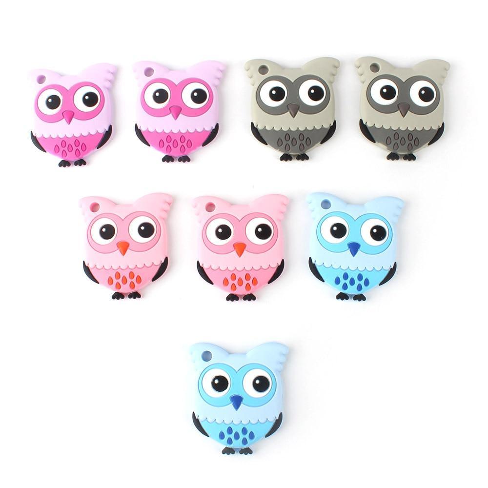 Owl Silicone Teethers Food Grade For Baby Teething Silicone Beads Teething Toddler Toys For Kids