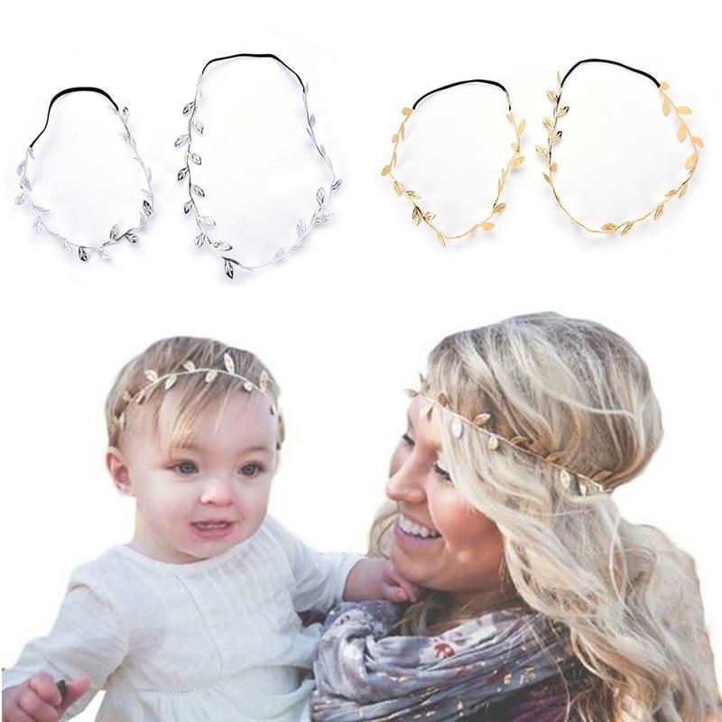 Luxury Modern Gold Silver Leaves Hairbands Summer Hair Accessories Bridal Trendy Jewelry For Mother and Daughter