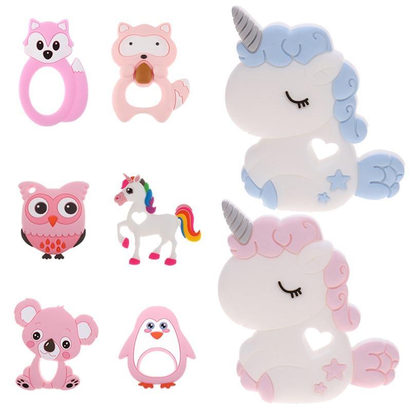 Unicorn Silicone Baby Teether Cartoon Animal BPA Free Rodents Teething Shower Gifts Koala Penguin Owl Fox For Kids