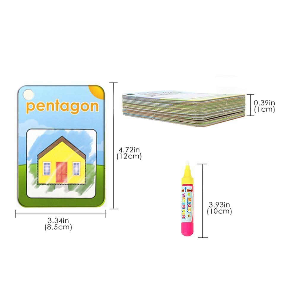 3 Types Water Drawing Learning Card & 1 Magic Pen Coloring Paper Cards Painting Board Educational Toys Drawing Book For For Kids