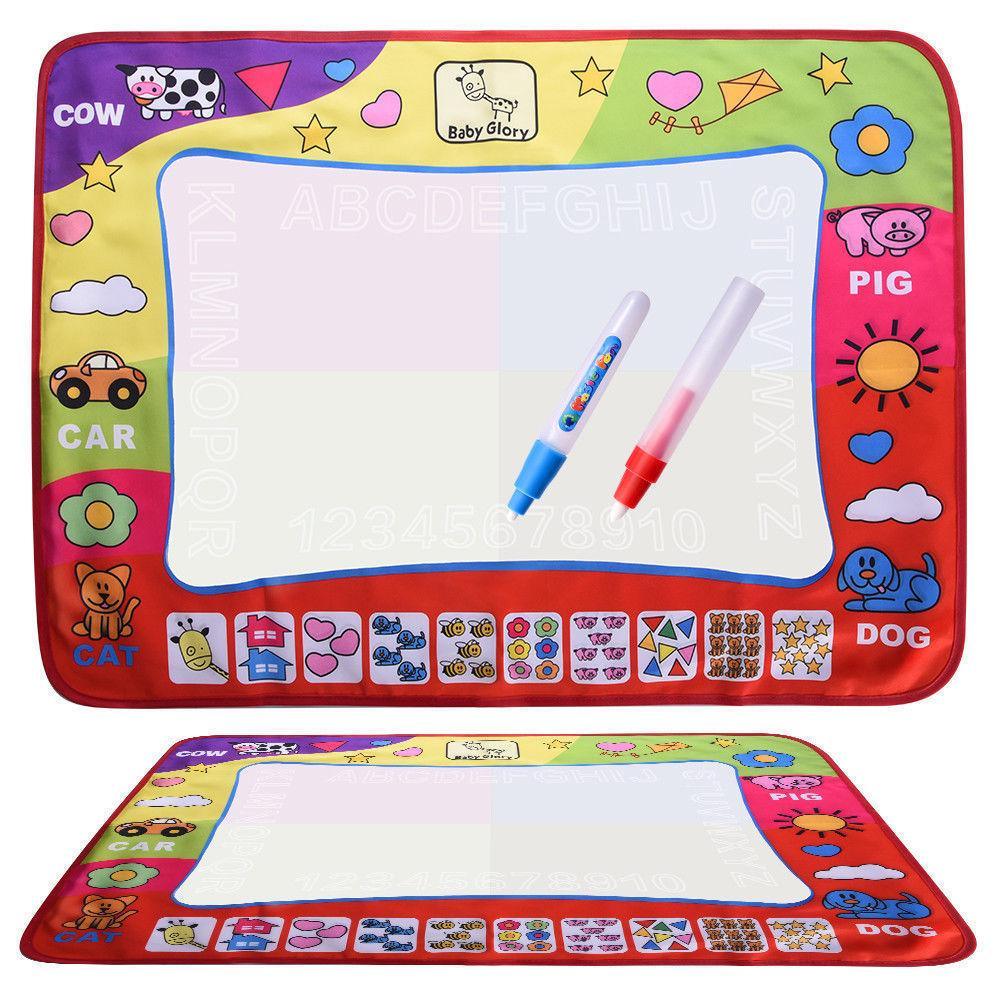 1-6 Years Children Kids Baby Drawing Educational Water Mat Drawing Painting Toddler Board/ Charpet With Magic Water Pen Gift 45.5 X 29cm (White)