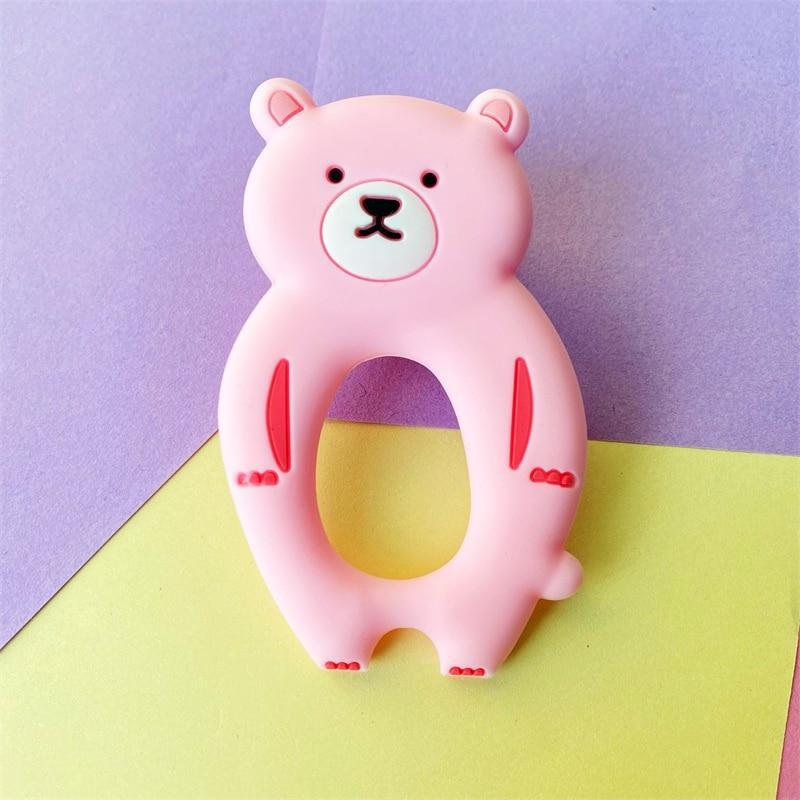 4pcs Bear Silicone Teether Baby Teething Toys Chewable Cartoon Animal Shape Baby Products Nursing Gift