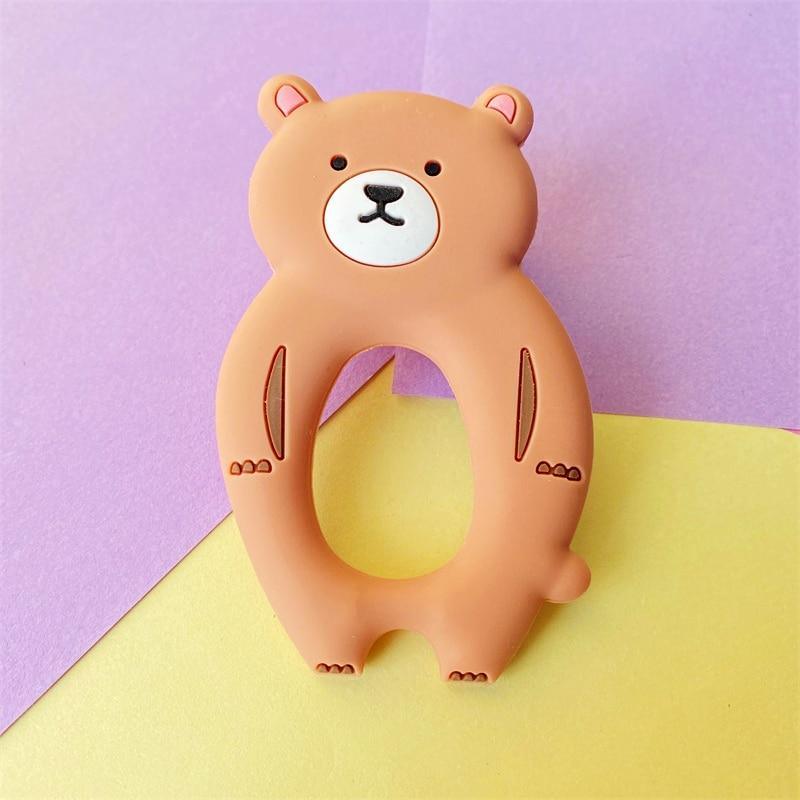 4pcs Bear Silicone Teether Baby Teething Toys Chewable Cartoon Animal Shape Baby Products Nursing Gift