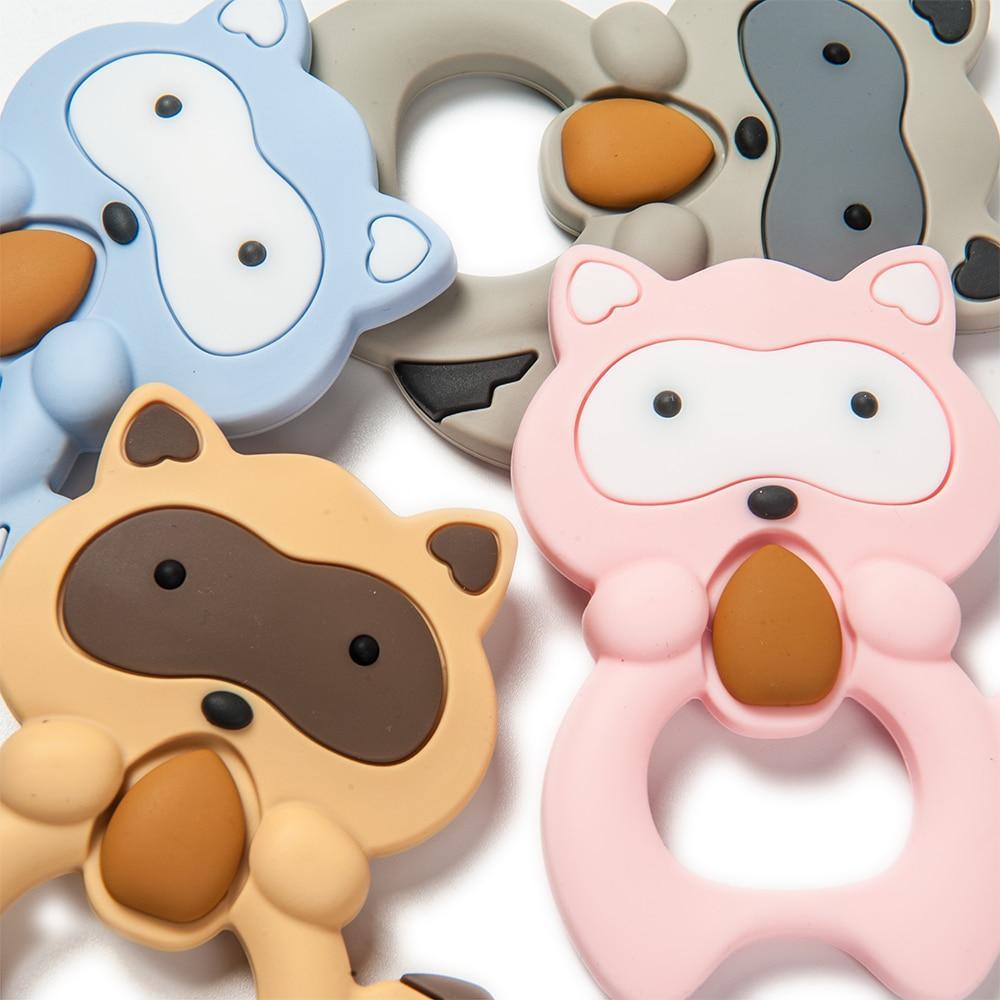 Silicone Raccoon Animal Cartoon Teether Food Grade Chewable Teething Toddle Safe For Baby And Perfect Gift For Babies
