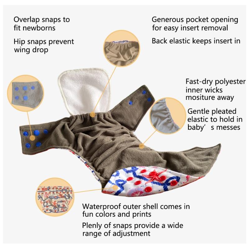 Baby Cloth Diaper Reusable Adjustable Pocket Nappy Cover Fit All Diaper Reusable Nappies Cotton In Modern Trend Printed Design For Unlimited Uses