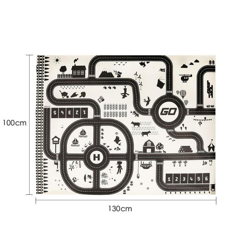 Baby Playing Mat Kids Boys Crawling Carpet Cute Cartoon Traffic Park Map Mat Toys for Children In Modern New City Design