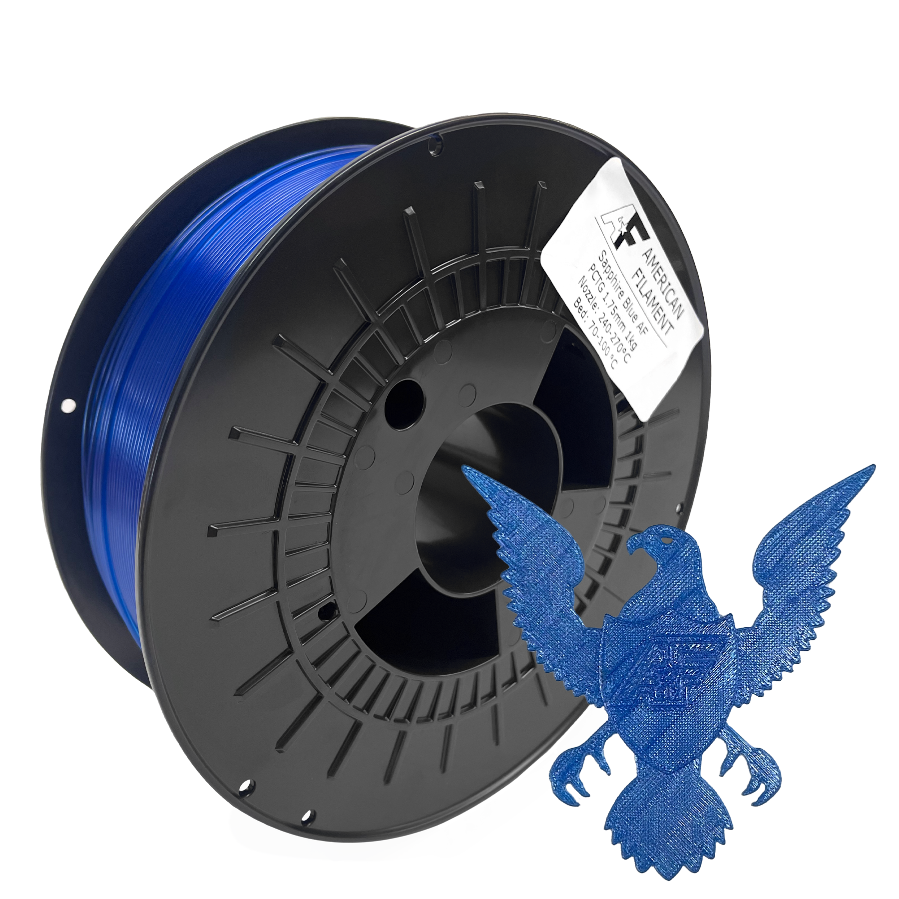 Transparent Sapphire Blue AF 1.75mm PCTG Filament Made in the USA!