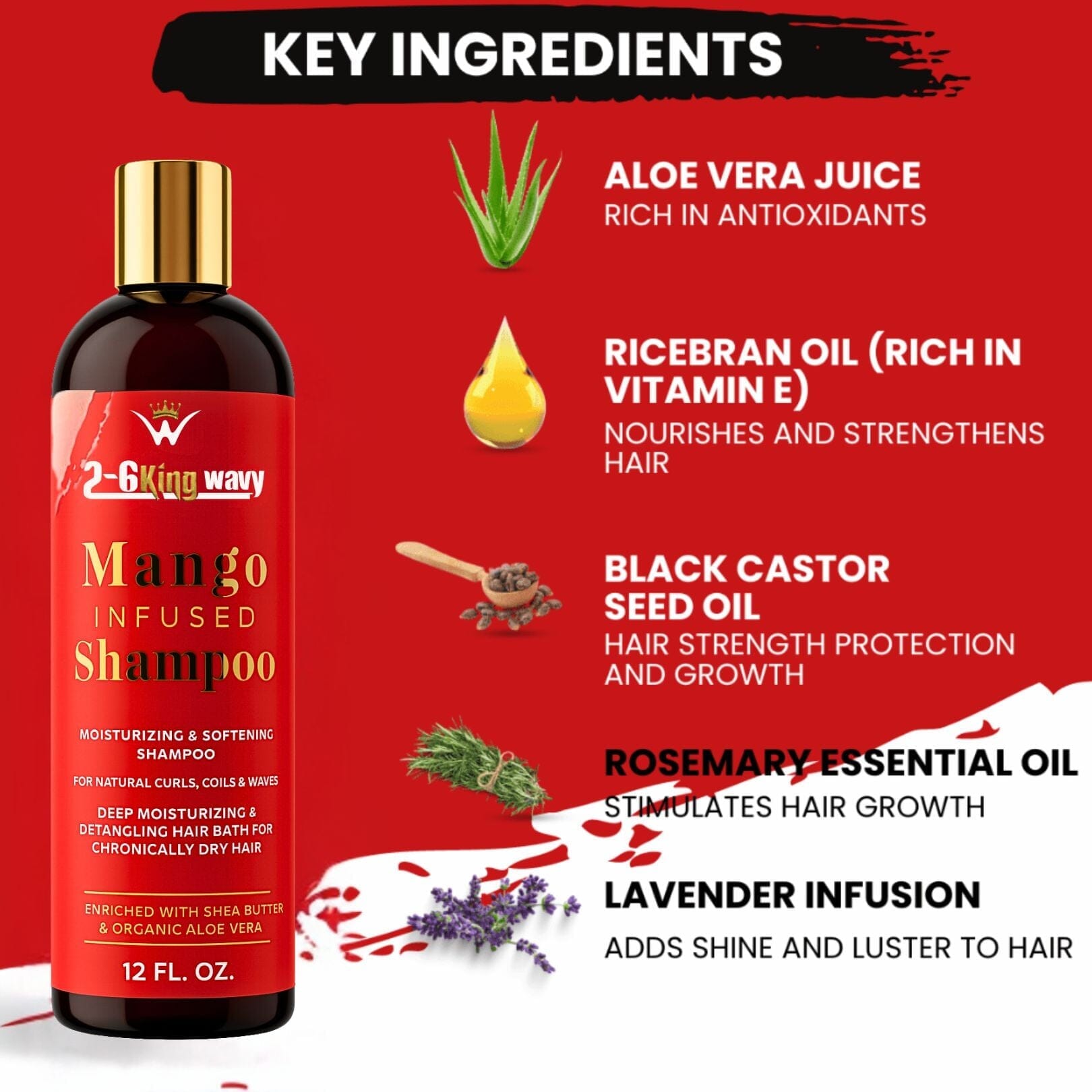 Mango Moisturizing Shampoo for Waves & Coarse Hair (Shampoo Bottle)