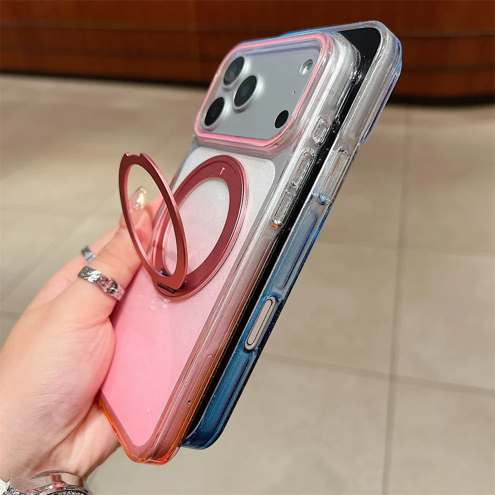 Transparent 360°Rotating Metal Holder Ring Bracket For Magsafe Magnetic Case For iPhone
