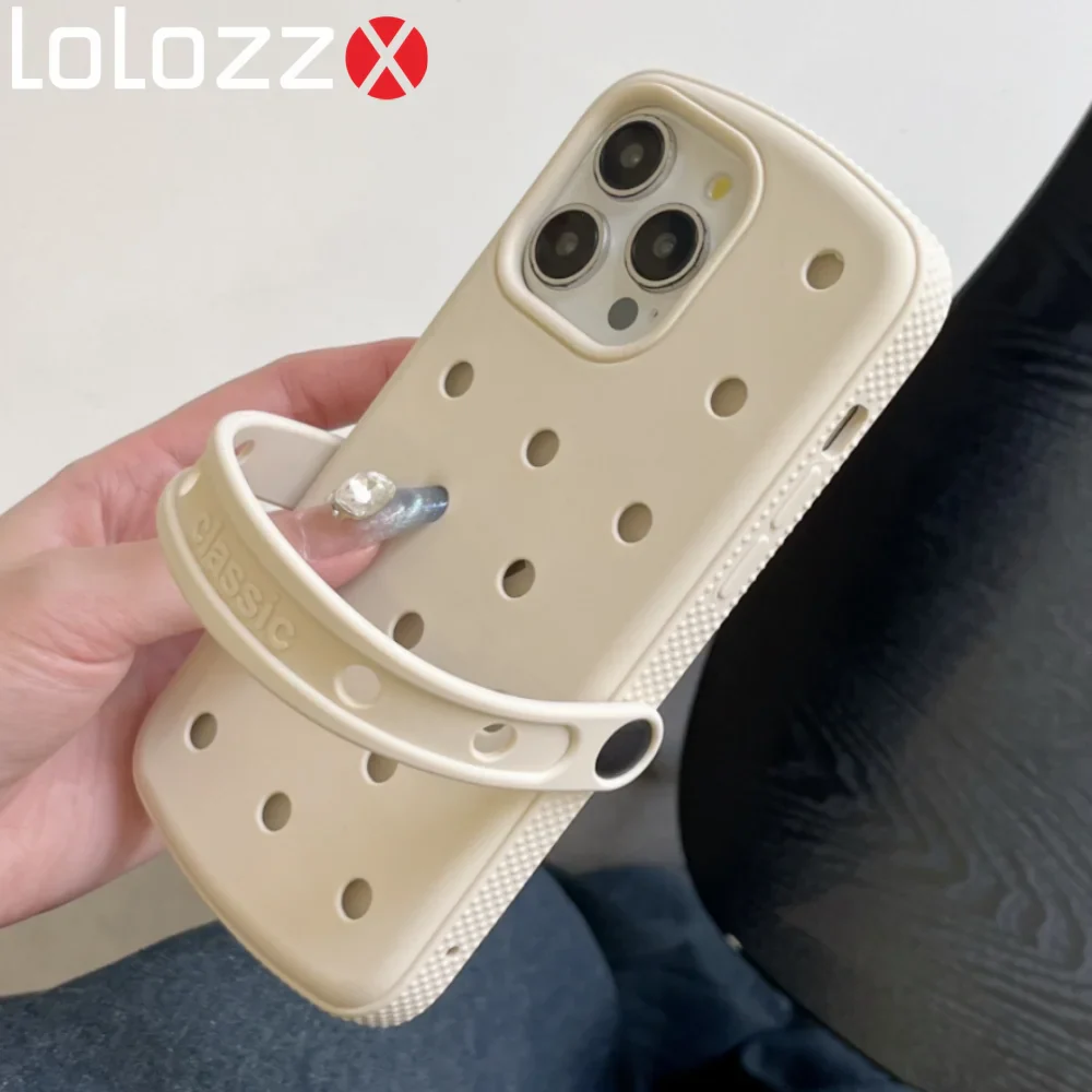 Creative Slipperas Diy For Crocs Charms Silicone Case Breathable, Shockproof , Soft Cover For iPhone