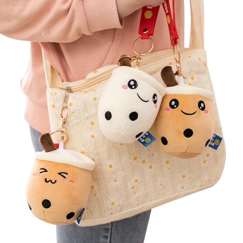 Boba Keychains 3 Pack Cute Fabric Bag Charm Set