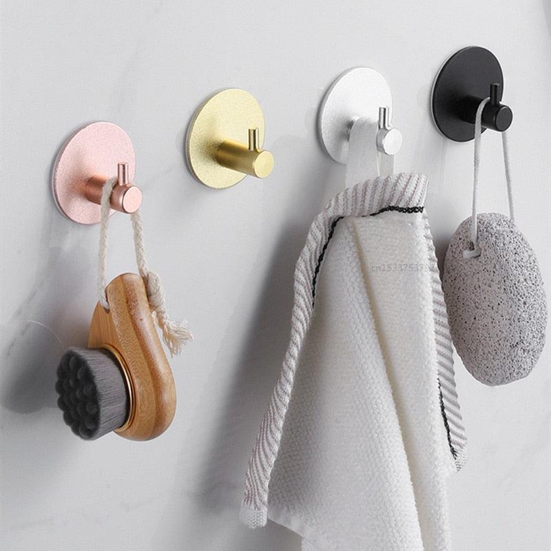 Adhesive Wall Hooks Mounted Door Key Cloth Coat Bathroom Robe Hanger Kitchen Hardware Rack Shelf Bag Hook Organizer For Hanging Bathroom Toilet Sticky Hook