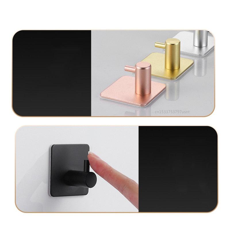 Adhesive Wall Hooks Mounted Door Key Cloth Coat Bathroom Robe Hanger Kitchen Hardware Rack Shelf Bag Hook Organizer For Hanging Bathroom Toilet Sticky Hook