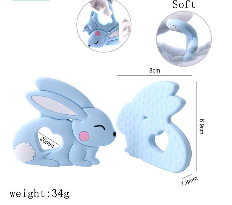 Baby Teether Silicone Rabbit Food Grade Bunny Teether Nursing Teething Accessories Silicone Animal Teether For Kids and Baby