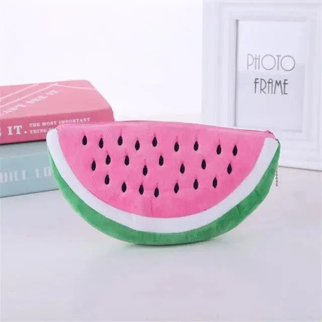 Colorful Watermelon Shaped Plush Soft Students Pencil Case Makeup Pouch Cute Design
