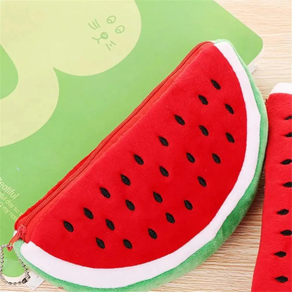 Colorful Watermelon Shaped Plush Soft Students Pencil Case Makeup Pouch Cute Design