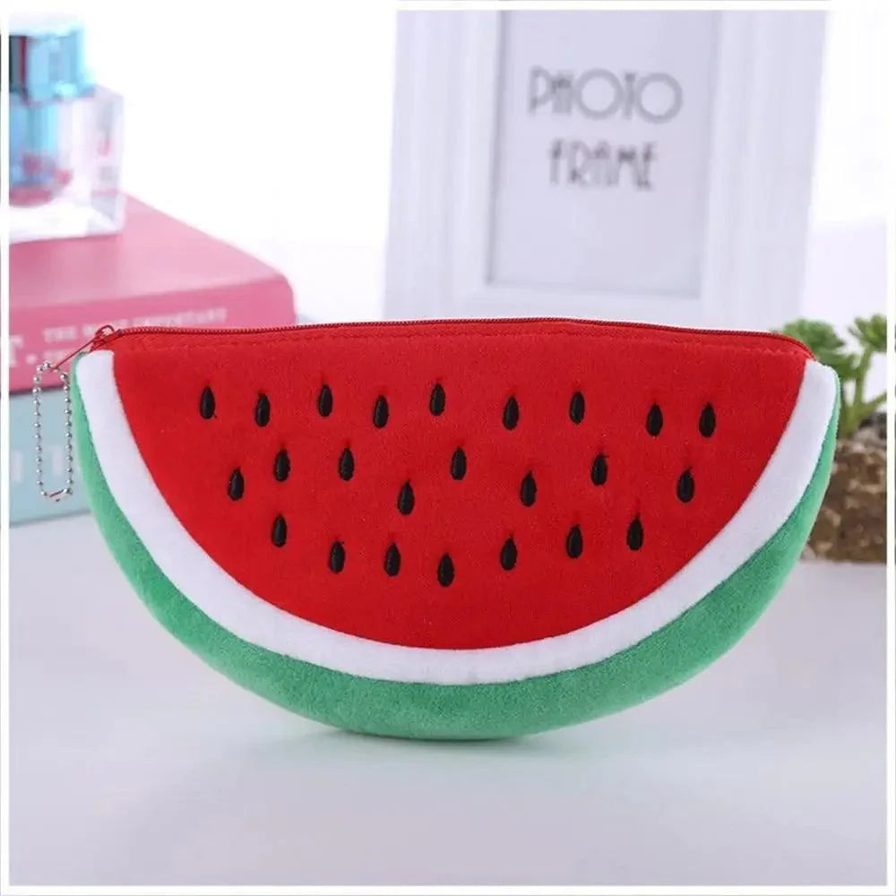 Colorful Watermelon Shaped Plush Soft Students Pencil Case Makeup Pouch Cute Design