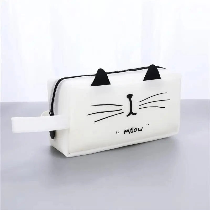 Creative Leather Black Large Capacity Pencil Pouch For Students Unique Colors Stationery Office Pencil Cases