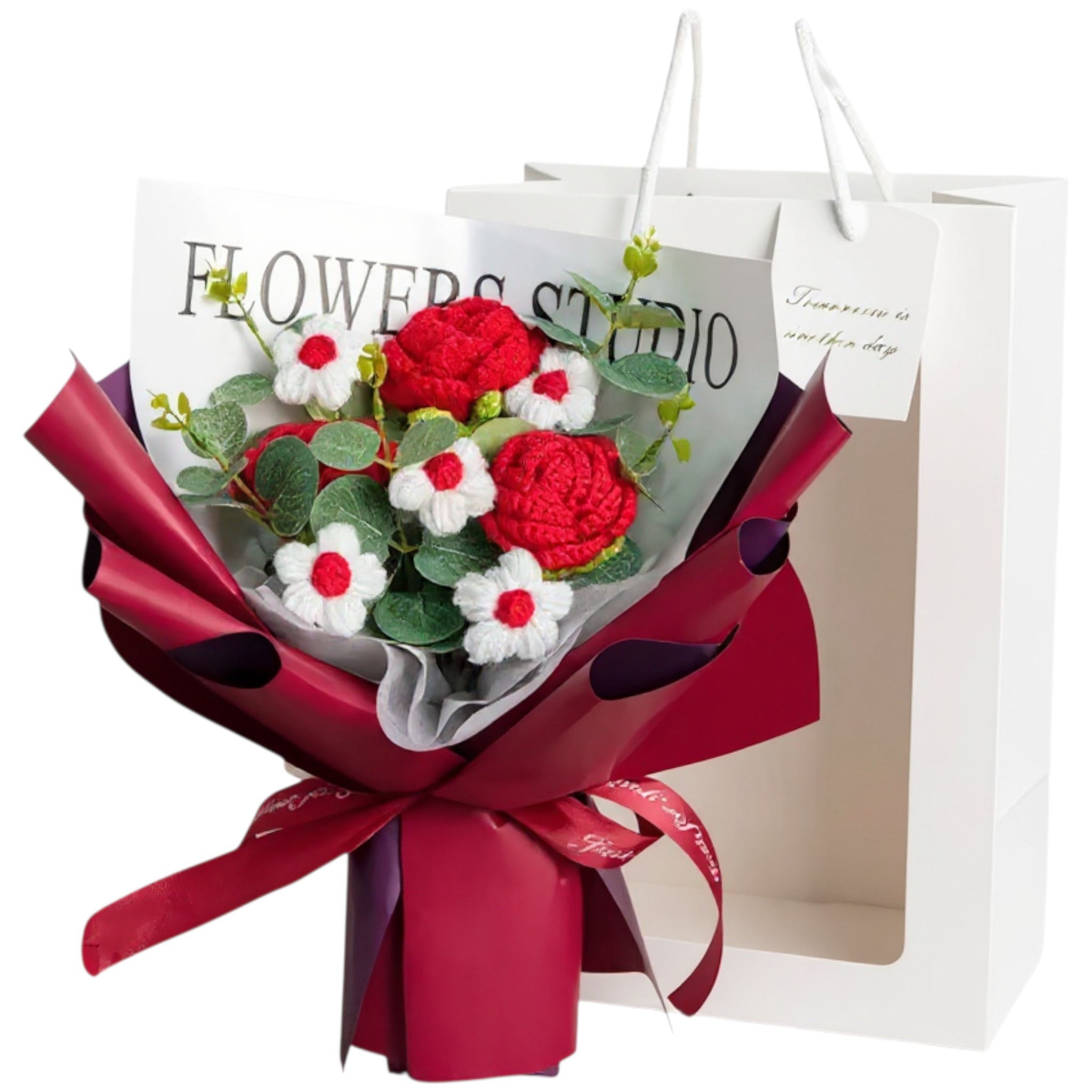 Crochet Rose Bouquet with LED Light Mother's Day Gift for Mom