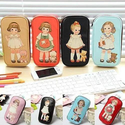 Cute Doll Pattern Pencil Case For Girls Colorful Pen Holder Case For Students Elegant Style School Accessories Pencil Pouch Pen Bag Multipurpose Travel Bags For School