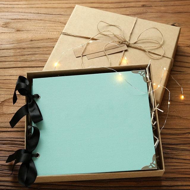 DIY Photo Albums Wedding Photo Scrapbook 20Pages Cover Self Adhesive Scrapbook Album Case Binding Hardcover Craft Blank Black Page Wedding and Anniversary Family Photo Album
