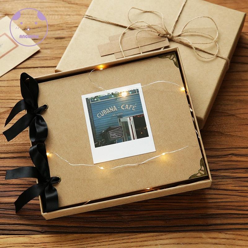 DIY Photo Albums Wedding Photo Scrapbook 20Pages Cover Self Adhesive Scrapbook Album Case Binding Hardcover Craft Blank Black Page Wedding and Anniversary Family Photo Album