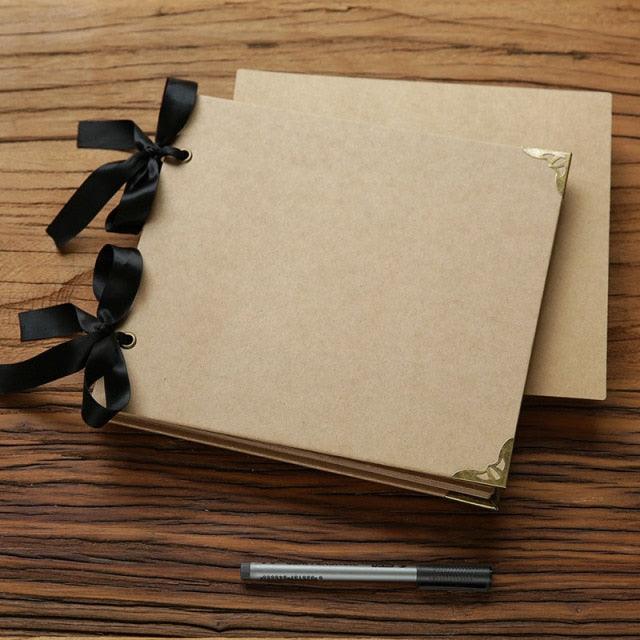 DIY Photo Albums Wedding Photo Scrapbook 20Pages Cover Self Adhesive Scrapbook Album Case Binding Hardcover Craft Blank Black Page Wedding and Anniversary Family Photo Album