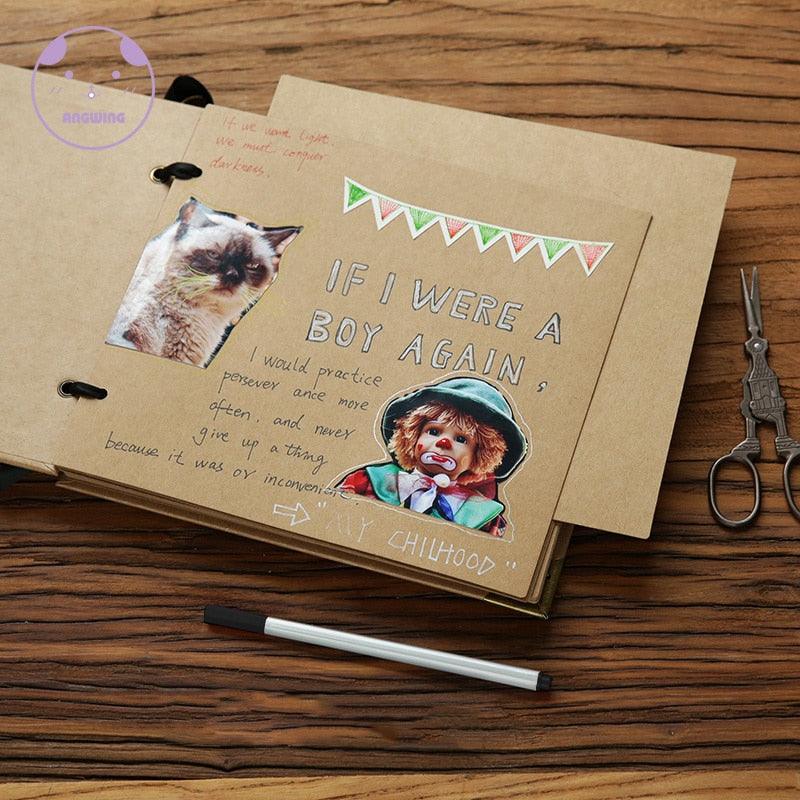 DIY Photo Albums Wedding Photo Scrapbook 20Pages Cover Self Adhesive Scrapbook Album Case Binding Hardcover Craft Blank Black Page Wedding and Anniversary Family Photo Album