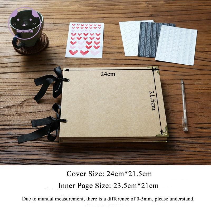 DIY Photo Albums Wedding Photo Scrapbook 20Pages Cover Self Adhesive Scrapbook Album Case Binding Hardcover Craft Blank Black Page Wedding and Anniversary Family Photo Album